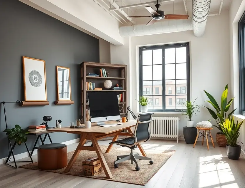 Современный офис с элементами loft